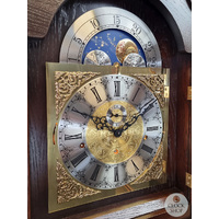 219cm Dark Oak Grandfather Clock With Westminster Chime & Moon Dial image