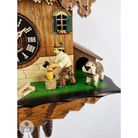 Wood Chopper, Water Wheel & Bell Tower Mechanical Chalet Cuckoo Clock 35cm By ENGSTLER image