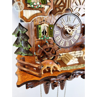 Deer & Water Wheel 1 Day Mechanical Chalet Cuckoo Clock 49cm By SCHNEIDER image