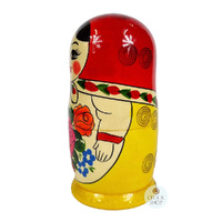 Semenov Russian Dolls- Red Scarf & Yellow Dress 16cm (Set Of 5) image