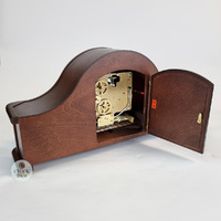 18cm Walnut Mechanical Tambour Mantel Clock With Westminster Chime & Gold Dial By HERMLE image