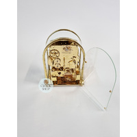 20cm Polished Brass Mechanical Skeleton Table Clock With Triple Chime By KIENINGER image