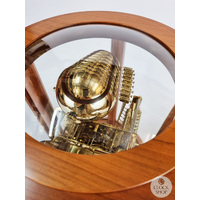39cm Cherry Mechanical Skeleton Table Clock With Triple Chime By KIENINGER image