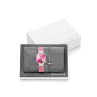 Gift Set Pink Watch With Milanese Strap with Matching Bracelet By BERING image