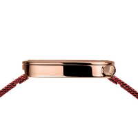 34mm Pebble Collection Womens Watch With Red Dial & Milanese Strap & Rose Gold Case By BERING image