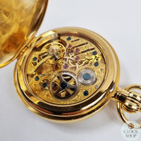 4.9cm Gold Plated Mechanical Skeleton Swiss Pocket Watch By CLASSIQUE (Arabic) image