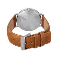 40mm Titanium Collection Mens Watch With Blue Dial & Tan Leather Strap & Silver Case By BERING image