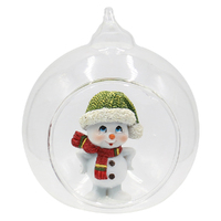 8.5cm Snowman In Glass Bauble Hanging Decoration- Assorted Designs image