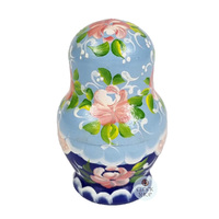 Floral Russian Dolls- Blue 9cm (Set Of 5) image