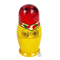 Semenov Russian Dolls- Red Scarf & Yellow Dress 9cm (Set Of 4) image