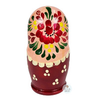 Floral Russian Dolls- Light Pink & Maroon 11cm (Set Of 5) image
