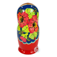 Floral Russian Dolls- Blue & Red 15cm (Set Of 5) image