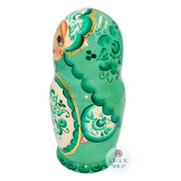 Floral Russian Dolls- Green Pearl Finish 18cm (Set Of 5) image