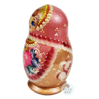 Pink and Gold Pearl Russian Dolls 11cm (Set Of 5) image