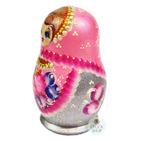 Pink and Silver Pearl Russian Dolls 11cm (Set Of 5) image