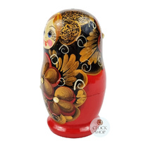 Floral Russian Dolls- Gold, Red & Black 10cm (Set Of 5) image