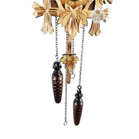 5 Leaf & Bird Battery Carved Cuckoo Clock With Burnt Finish 22cm By ENGSTLER image