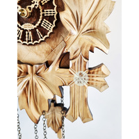 5 Leaf & Bird Battery Carved Cuckoo Clock With Burnt Finish 36cm By TRENKLE image