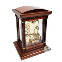 39cm Walnut Mechanical Skeleton Table Clock With Triple Chime By AMS image