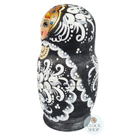 Floral Russian Dolls- Black & White Matte Finish 16cm (Set Of 5) image