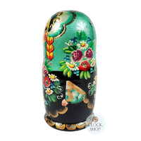 Floral Russian Dolls- Multi-Coloured With Green Scarf 18cm (Set Of 5) image