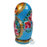 Floral Russian Dolls- Blue 15cm (Set Of 5) image