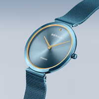 32mm Charity Collection Womens Watch With Blue Dial, Milanese Strap & Case By BERING image
