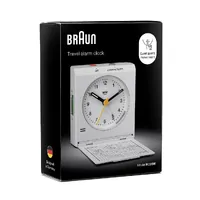 7.8cm White Analogue Travel Alarm Clock With World Time Zone Map By BRAUN image