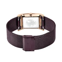 38mm Classic Collection Burgundy & Rose Gold Womens Watch With Milanese Mesh Strap By BERING image