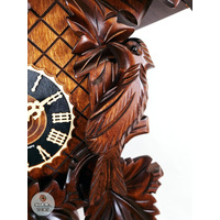 5 Leaf & Bird 8 Day Mechanical Carved Cuckoo Clock With Side Birds 48cm By HÖNES image