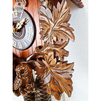 Owls & Leaves 8 Day Mechanical Chalet Cuckoo Clock With Hooting Owl Call 36cm By ROMBA image