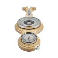 55cm Ash Traditional Weather Station With Barometer Thermometer & Hygrometer By FISCHER image