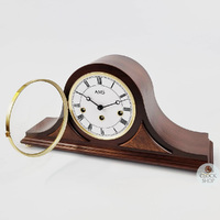 21cm Walnut Mechanical Tambour Mantel Clock With Westminster Chime & Burlwood Inlay By AMS image