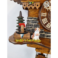 Black Forest Battery Chalet Cuckoo Clock With Dog & Edelweiss Flower 25cm By TRENKLE image
