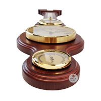 77cm Mahogany Traditional Weather Station With Barometer Thermometer Hygrometer & Quartz Clock By FISCHER image