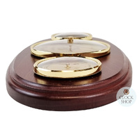 31cm Mahogany Weather Station With Barometer Thermometer & Hygrometer By FISCHER image
