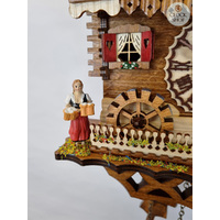 Beer Drinker, Maid & Water Wheel Battery Chalet Cuckoo Clock 29cm By TRENKLE image