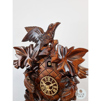 5 Leaf & Bird 8 Day Mechanical Carved Cuckoo Clock With Side Birds 35cm By TRENKLE image