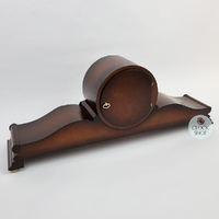 27cm Walnut 1930s Antique Look Mechanical Tambour Mantel Clock With Westminster Chime & Detailed Carvings By AMS  image