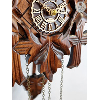 5 Leaf & Bird Battery Carved Cuckoo Clock With Dancers 35cm By TRENKLE image