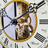 62cm Black Mechanical Skeleton Wall Clock With Bell Strike & Brass Features By HERMLE image