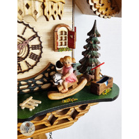 Girl On Rocking Horse Battery Chalet Cuckoo Clock With Waterwheel & Dancers 32cm By TRENKLE image