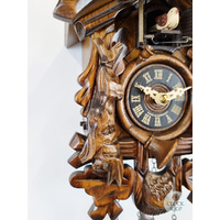 After The Hunt Battery Carved Cuckoo Clock 26cm By ENGSTLER image