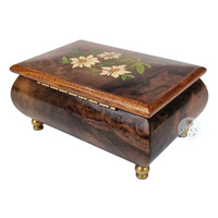 Wooden Musical Jewellery Box With Edelweiss Flowers- Large (Edelweiss) image