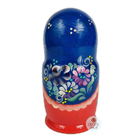 Floral Russian Dolls- Blue 16cm (Set Of 5) image