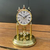 23cm Gold Anniversary Clock With Swarovski Crystal Balls & White Dial By HALLER (Small Blemish) image
