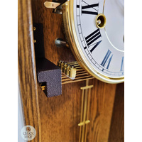 68cm Oak 8 Day Mechanical Chiming Wall Clock With Columns By AMS image