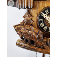 Horse & Logger Battery Chalet Cuckoo Clock 21cm By ENGSTLER image