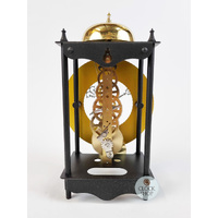 24cm Black & Brass Mechanical Skeleton Table Clock With Bell Strike By HERMLE  image