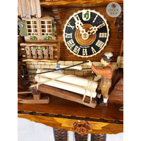 Horse & Saw Mill Logger 8 Day Mechanical Chalet Cuckoo Clock With Dancers 58cm By HÖNES image